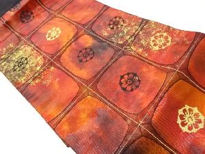 リサイクル 引箔変わり格子に花模様織出し名古屋帯